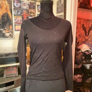 90s embellished black long sleeve
